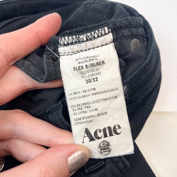Acne Studios black broken in Flex jeans with holes in knees - Picture 7 of 7